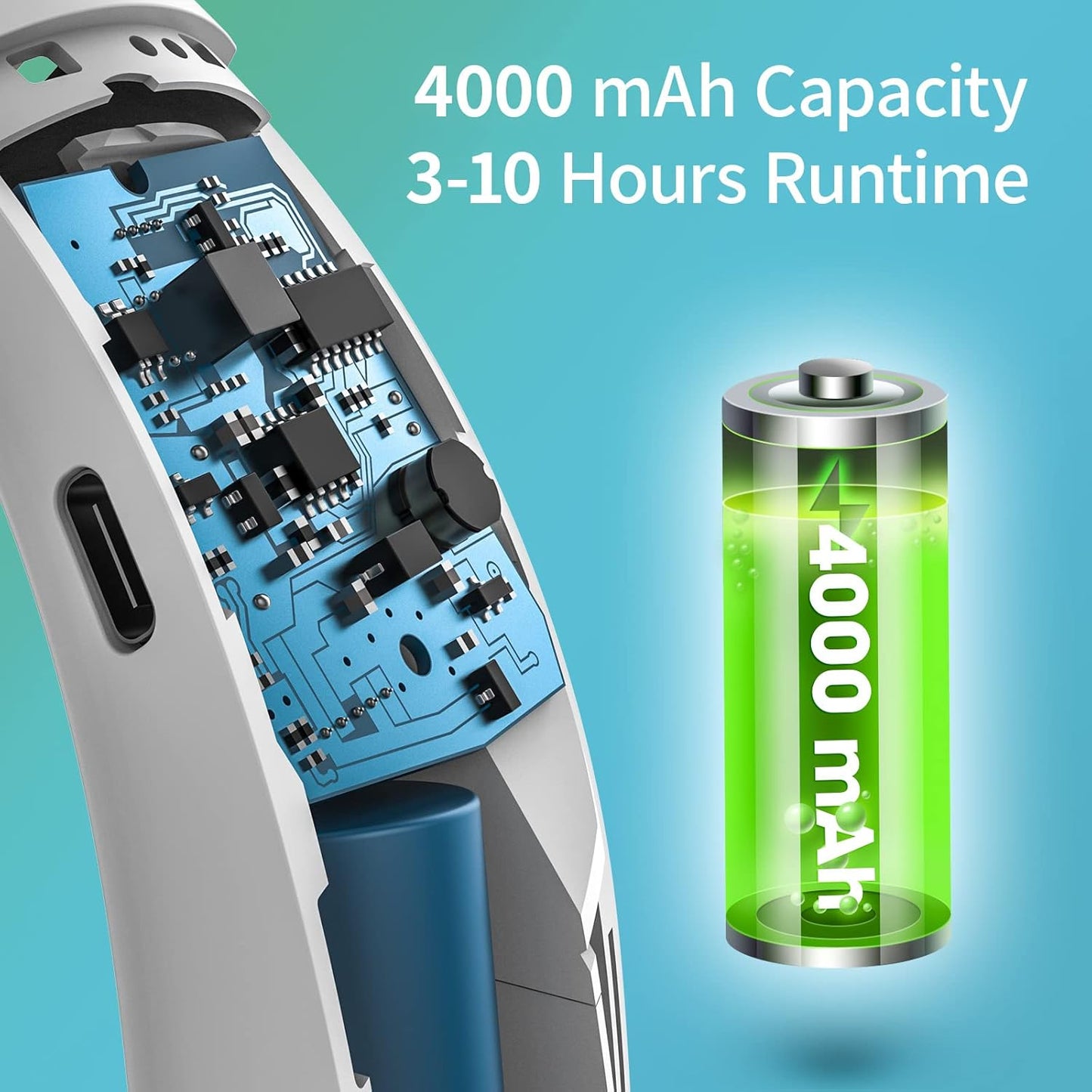 Portable Neck Fan – Hands-Free Bladeless Cooling Fan | USB Rechargeable | 3 Speed Modes